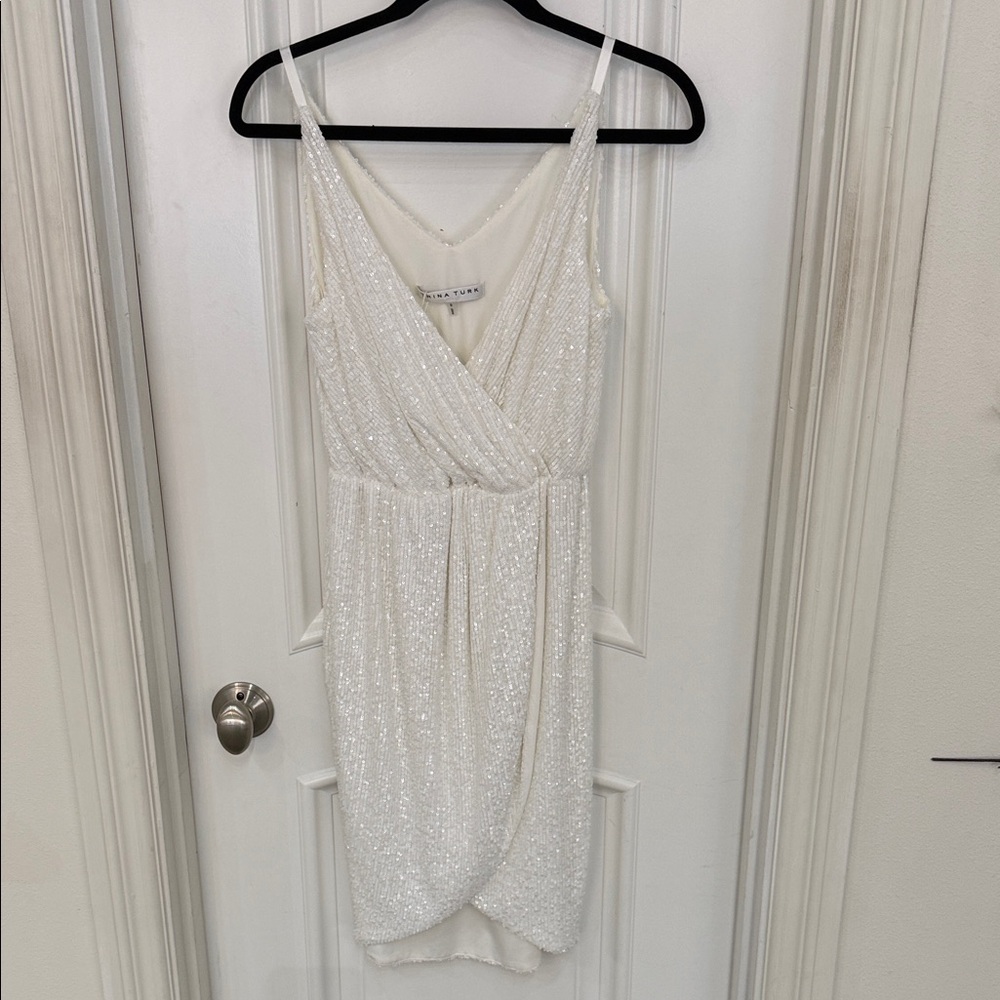 Trina Turk White Sequin Mini Dress